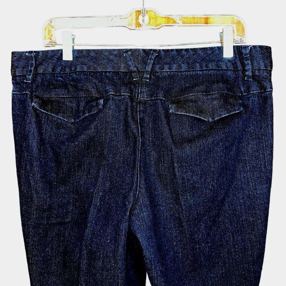 Talbots Wide Leg Stretch Jeans 12 Dark Wash Urban Chic Y2K Quiet Luxury Denim - Picture 4 of 6